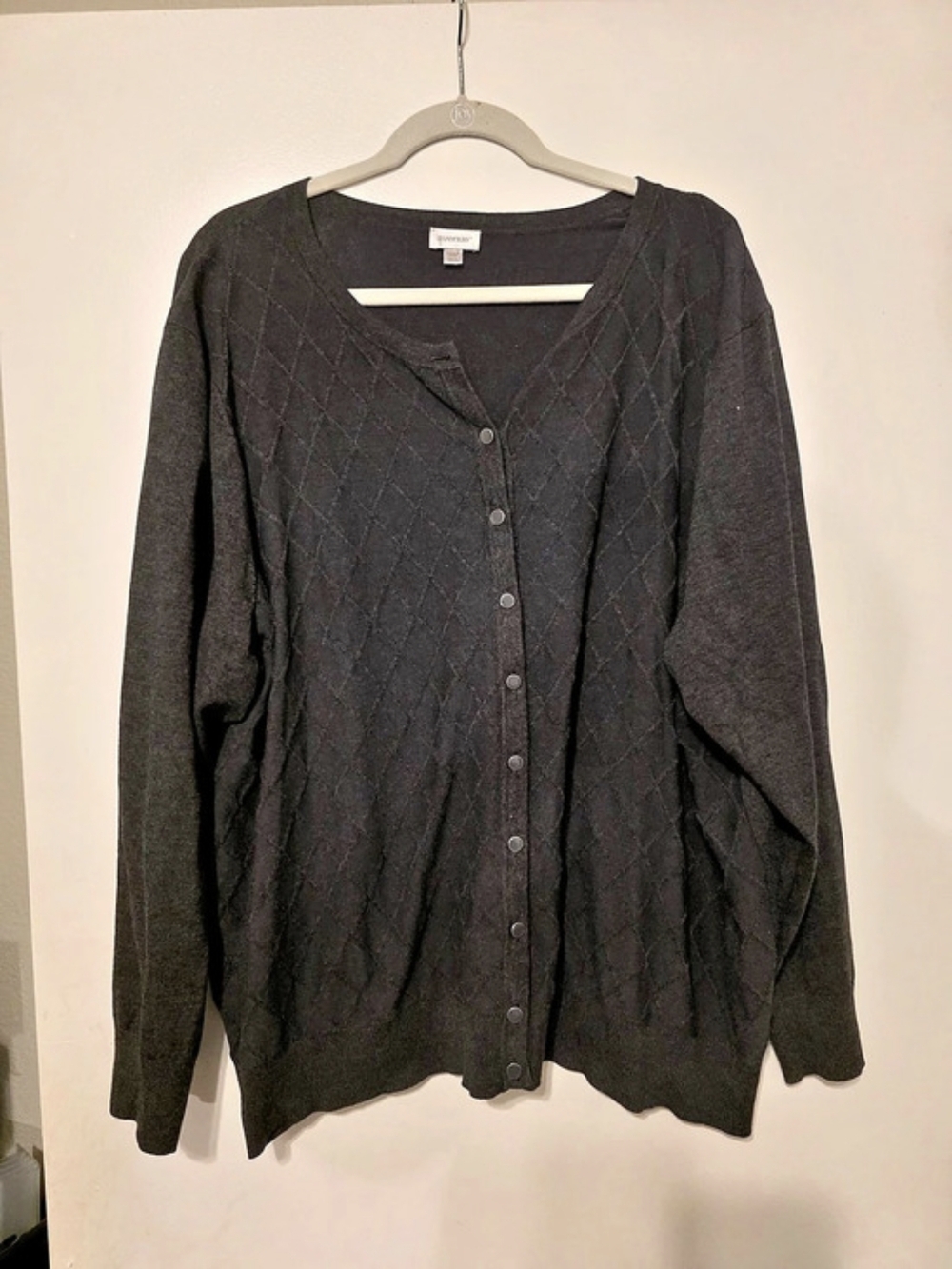 avenue Button Front Cardigan in Black Size 2X